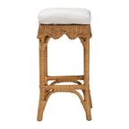 bali & pari Bohemian Scallop Honey Rattan Bar Stool - Brown, Stylish and Unique Design for Kitchen or Home Bar