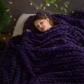 Newcosplay Super Soft Queen Blanket Purple Premium Silky Flannel Fleece 3D Clouds Stylish Jacquard Lightweight Bed Blanket All S