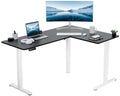 VIVO Electric Corner 63 x 47 inch L-Shaped Standing Desk, Memory Height Adjustment, Black Top White Frame, DESK-E3CTWB-47