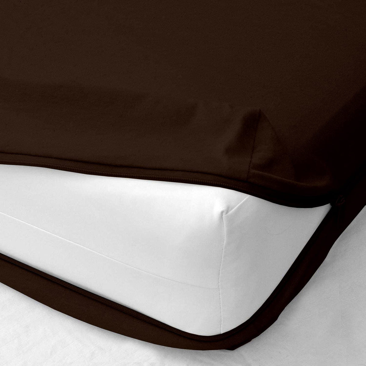 Zipper Fitted Sheet, Twin Size Zipper Fitted Sheet 8 Inch Deep Pocket, Hotel Quality Brushed Microfiber Bottom Sheet, Soft Wrink