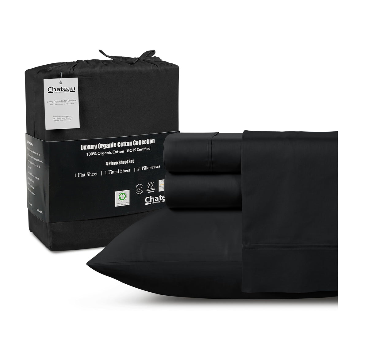 100% Organic Cotton Full Bed Sheets - 4 Pc Full Bed Sheets Set, 300 Thread Count Luxurious Sateen Sheets, Organic Bedding Christ