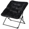 Oakham Comfy Chair For Adults, Soft Faux Fur Folding Lounge For Bedroom Living Room Dorm Rooms Flexible Reading Chair For Teens Kids, X-Large Foldable (Faux Fur-Black)