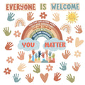Vabamna Boho Bulletin Board Decorations For Classroom, 35Pcs Everyone Is Welcome Classroom Positive Motivational Inspirational A