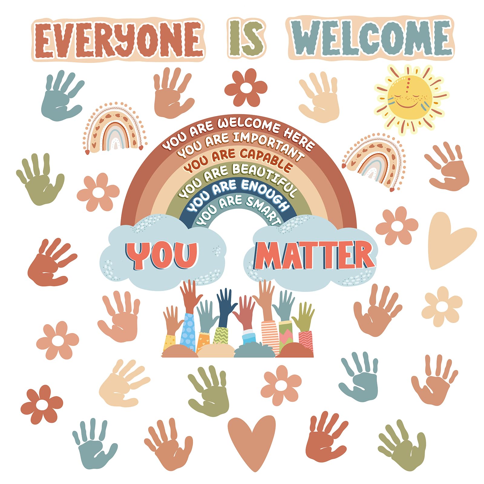 Vabamna Boho Bulletin Board Decorations For Classroom, 35Pcs Everyone Is Welcome Classroom Positive Motivational Inspirational A