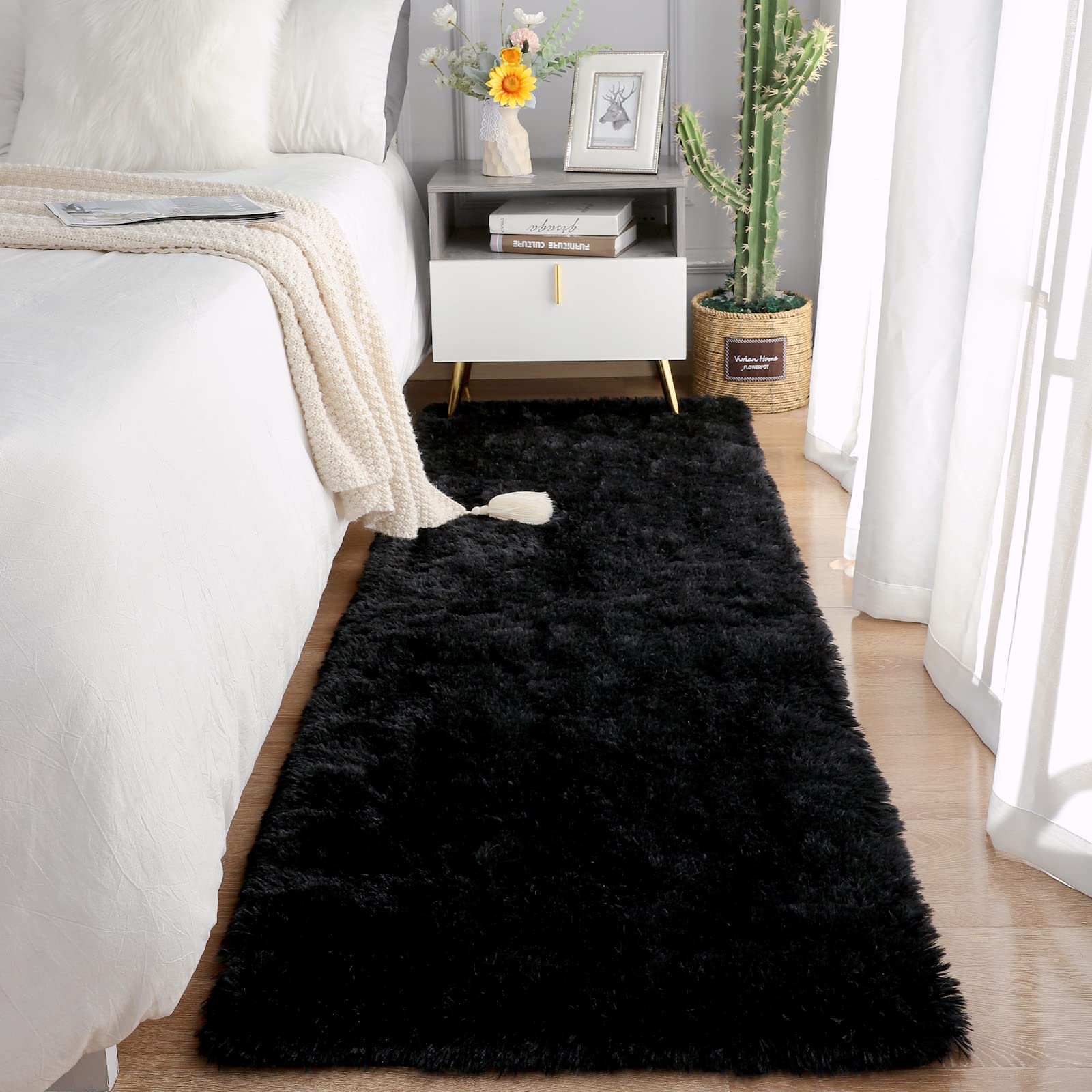 Chicrug Soft 2x10 Runner Rug for Bedroom Living Room Plush Fluffy Rug, Shag Furry Hallway Runner Carpet Rug Non Shedding for Nur