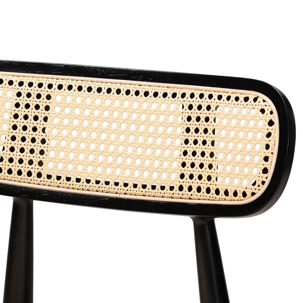Baxton Studio Tarana Mid-Century Fabric Dining Chair, Cream/Black/Light Brown, 2/Set (234-2P-13297-HT)