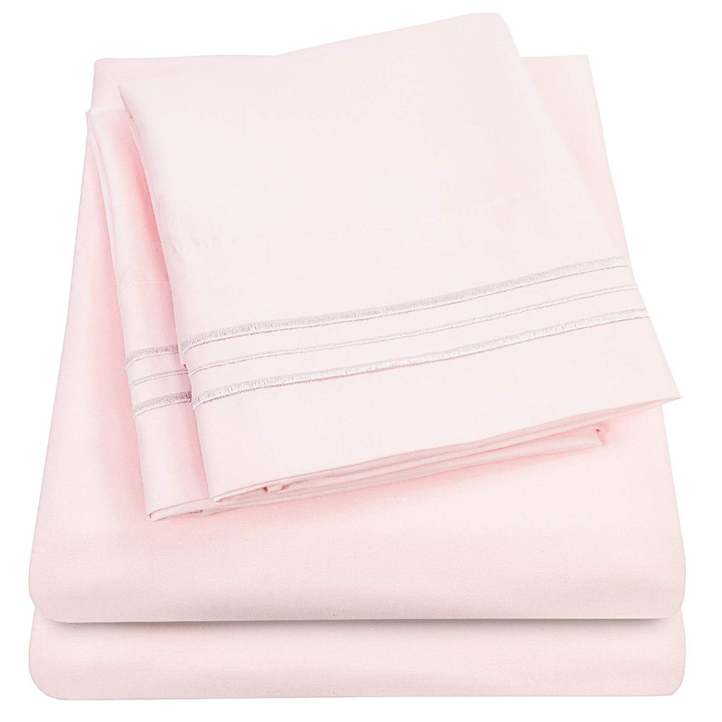 1500 Supreme Collection Extra Soft Split King Sheets Set, Pale Pink - Luxury Bed Sheets Set With Deep Pocket Wrinkle Free Beddin