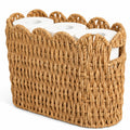 Rattanzenith Scalloped Toilet Paper Basket, Tall Narrow Paper Rope Storage