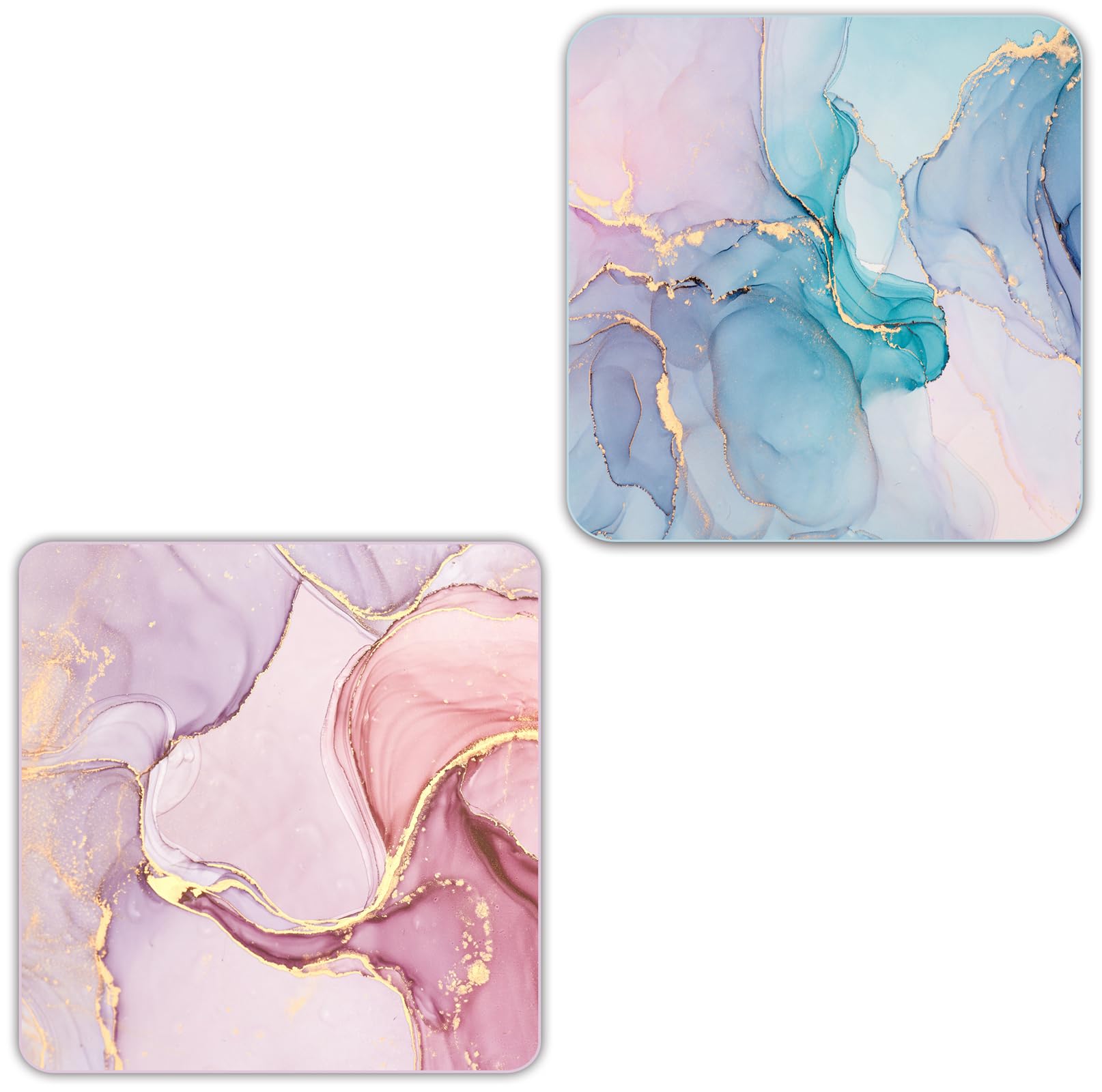 Square Mouse Pad, Premium Mouse Pad, Square Waterproof Mouse Pad, Non-Slip Rubber Base Mouse Pad 9X9Inches (2 Piece Marble)