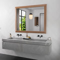 Amorho Bathroom Mirror, 40x32 Inch Wall Mirror, Walnut Wood Grain Metal Framed, Anti-Rust, Hang Horizontally/Vertically, Suitabl