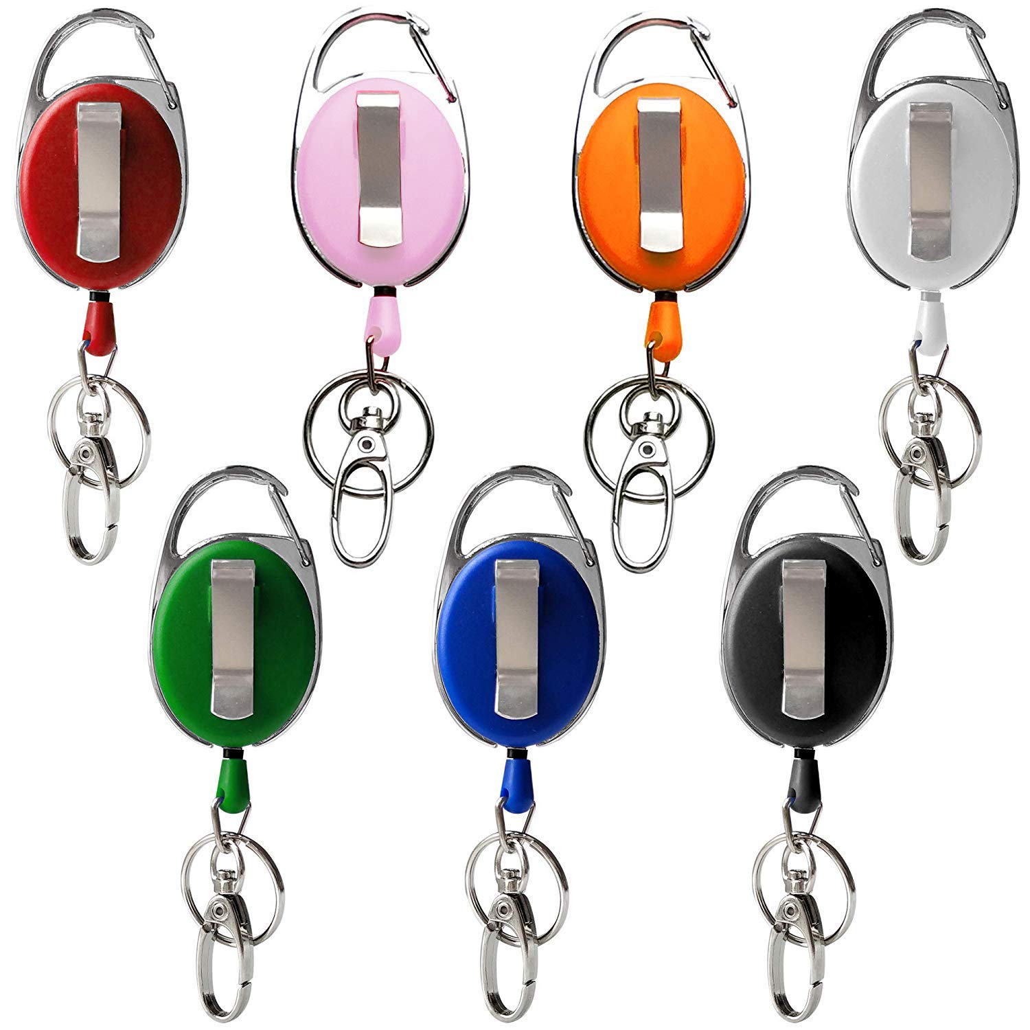 Retractable Badge Reel With Claw Clasp And Clip For Id Card Holders (7Pack)