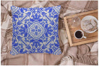Wondertify Throw Pillow Case Cover Portuguese Azulejo Tiles Talavera Geo Mexican Blue And White Gorgeous Design Soft Linen Pillow Case For Decorative Bedroom/Livingroom/Sofa Cushion Covers 18X18 Inch