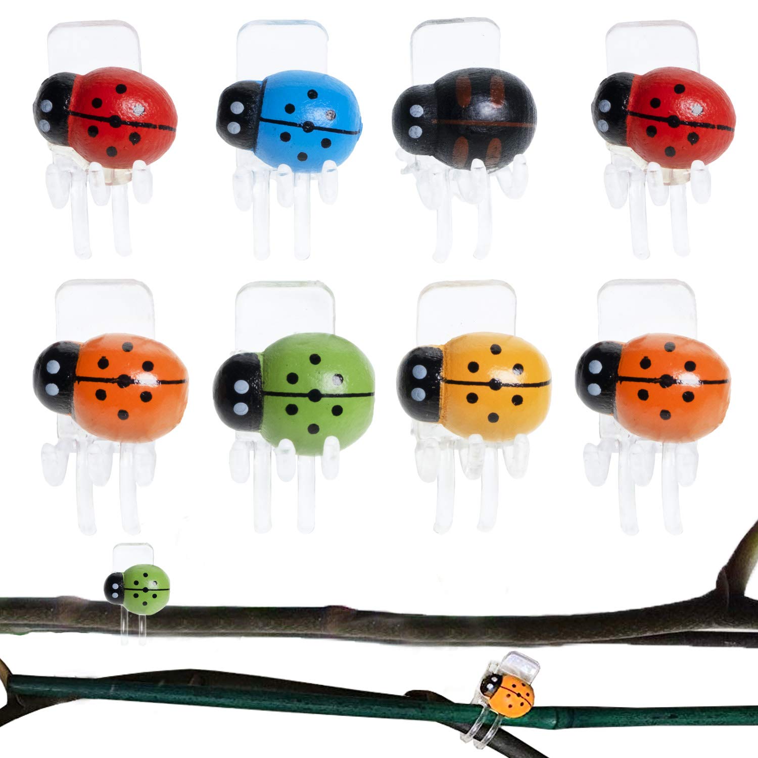 Beadnova Orchid Clips 30Pcs Ladybug Plant Clips Orchid Support Clips Vine Clips Plant Clips For Support Flower Orchid Vine (Mix