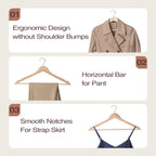 Fairyhaus Wooden Hangers 20 Pack, Natural Wood Hangers With 360 Swivel Hook And Notches, Slim & Lightweight Hangers Wood For Clo