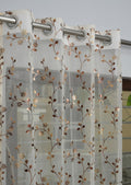 Yb Homes Floral Foil Net Sheer Curtains, Polyester, Grommet Style, 121x213 cm, Set of 2 (Cream, 4X9 FT)