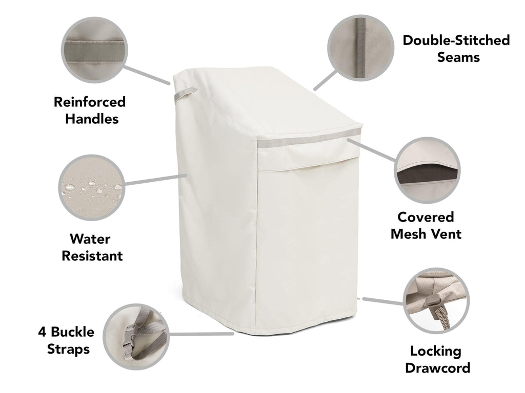 Covermates Bar Chair Covers - Premium Polyester, Weather Resistant, Drawcord Hem, Seating And Chair Covers, 26W X 28D X 48H, Stone