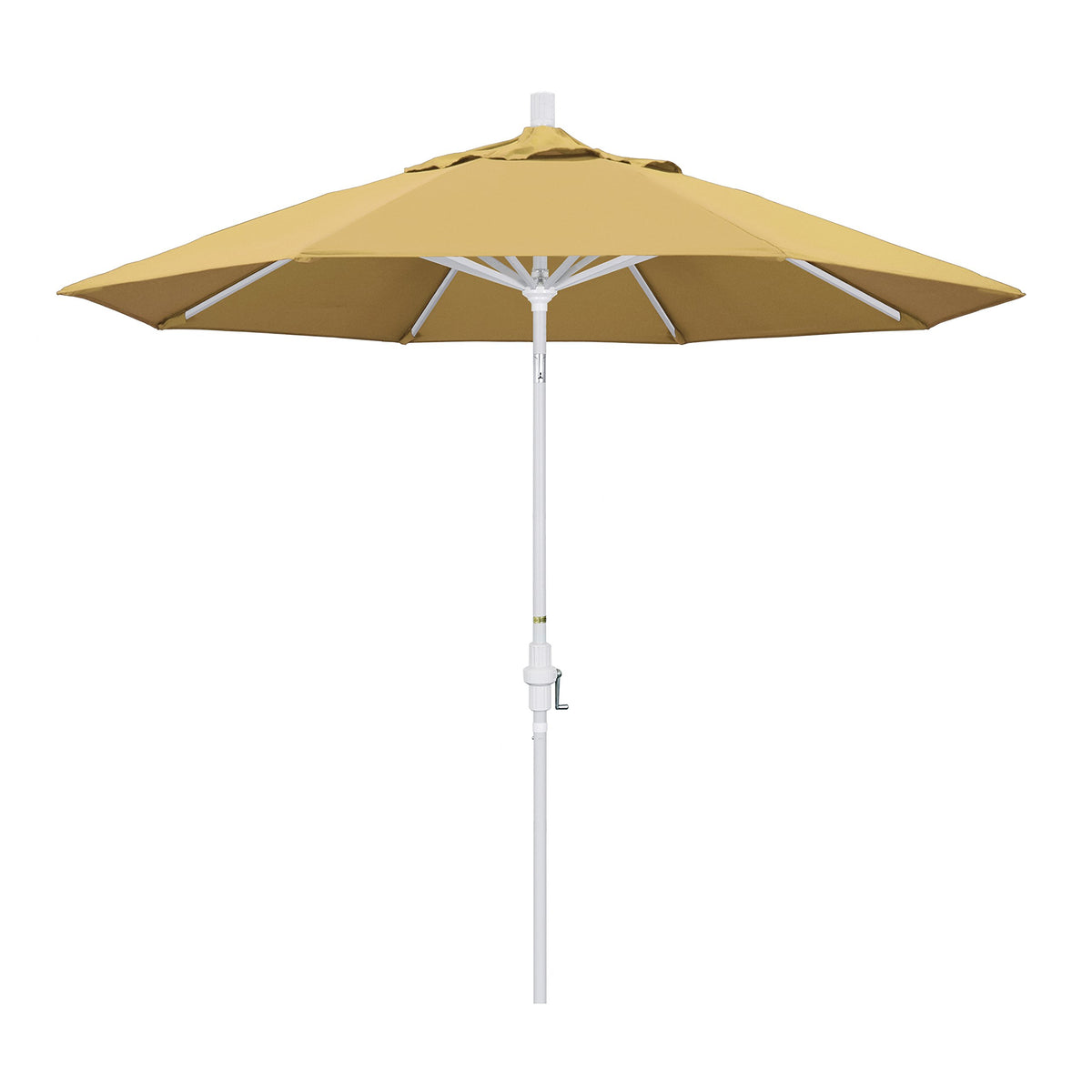 California Umbrella Gscu908170-5414 9' Round Aluminum Market, Crank Lift, Collar Tilt, White Pole, Sunbrella Wheat Patio Umbrell