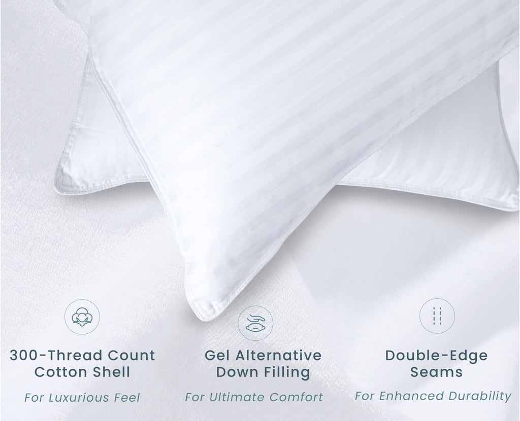 Threadmill Soft Bed Pillows Standard Size Set Of 2 | Down Alternative Cooling Bed Pillow For Sleeping | Soft Pillows | 20 X 26 H