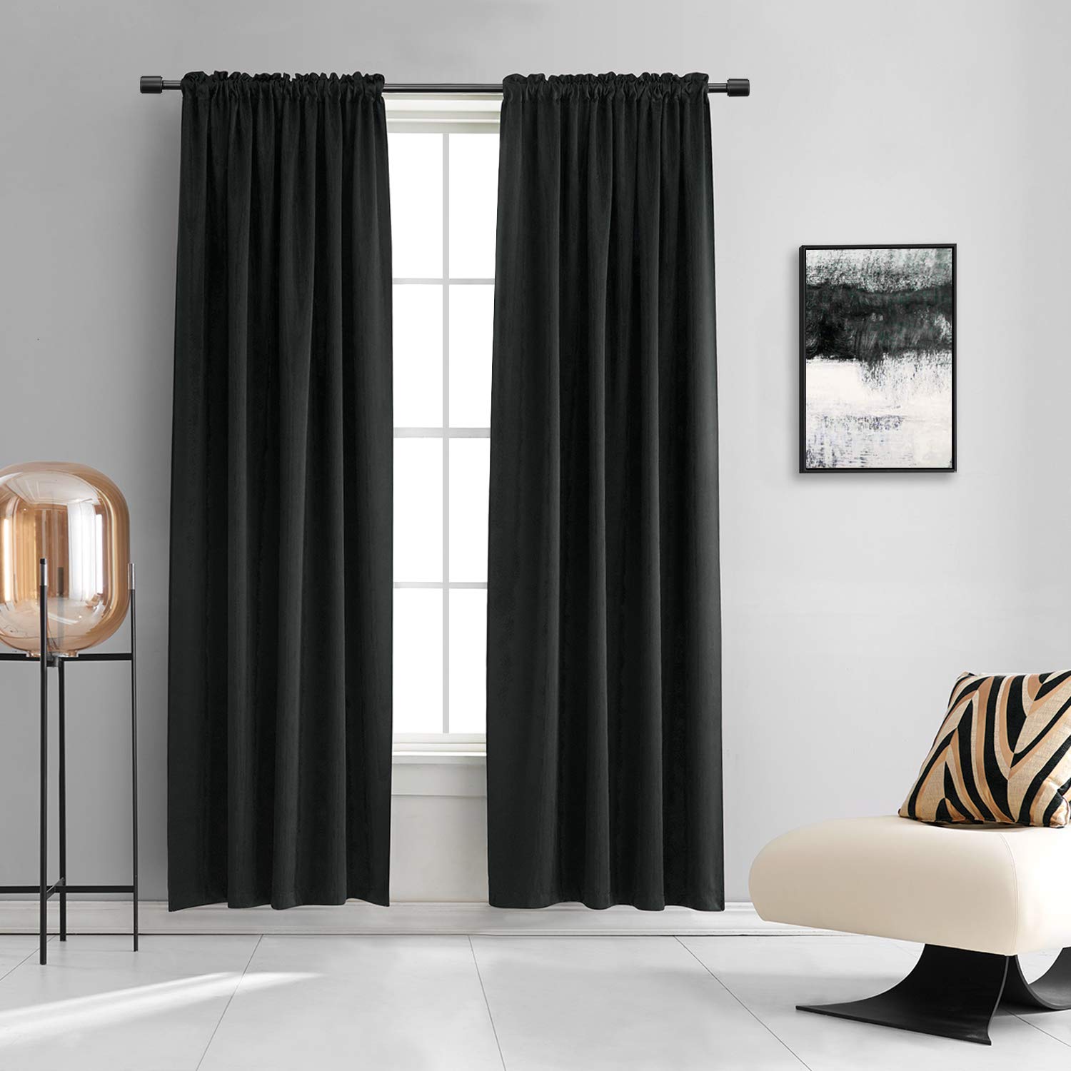 Donren Bedroom Window Treatments Blackout Curtains - Thermal Insulating Rod Pockets Drapes Panels For Living Room (52 By 90 Inch