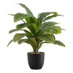 Monarch Specialties I 9573 Artificial Plant, 17' Tall, Dracaena, Indoor, Faux, Fake, Table, Greenery, Potted, Real Touch, Decorative, Green Leaves, Black Pot