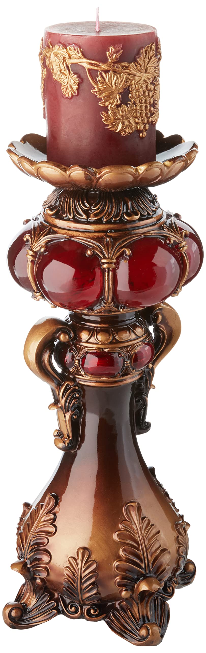 Ok Lighting Candleholder, 16.0", Burgundy