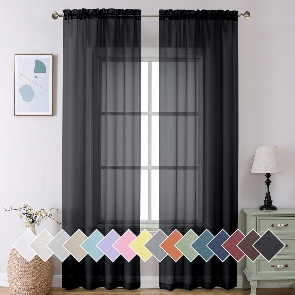 Aiyufeng 2 Panels Extra Long Sheer Window Curtains 120 Inches Length, Elegant Window Voile Panels/Drapes/Scarf/Treatment/Backdro