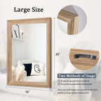 Aazzkang Rustic Mirrors For Wall 20''X16'' Rectangle Wood Frame Mirror Farmhouse Bedroom Bathroom Decorative Hanging Mirror