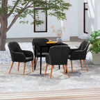 vidaXL 5-Piece Outdoor Patio Dining Set with Cushions, Poly Rattan and Powder-Coated Steel Construction, Easy Assembly, Black