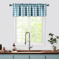 Teal Dark Blue Buffalo Check Valance Curtains for Kitchen, Plaid Gingham Farmhouse Thick Yarn Dyed Fabric Rod Pocket Valance Cur