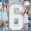 4FT Marquee Light Up Numbers - Cool White Light Up Numbers 6 with Fixed Water Bag, Party Decoration Large Marquee Light Up Numbe