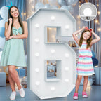 4FT Marquee Light Up Numbers - Cool White Light Up Numbers 6 with Fixed Water Bag, Party Decoration Large Marquee Light Up Numbe