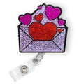 Valentine'S Day Love Letter Glitter Badge Reel Retractable | Funny Nurse Gifts Valentines Badge Holder With Alligator Clip & 24