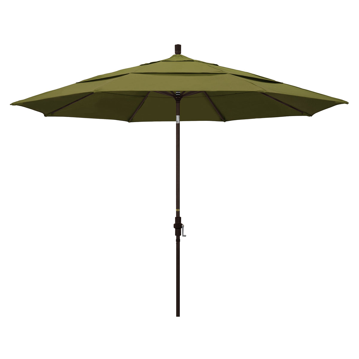 California Umbrella 11' Round Aluminum Market Umbrella, Crank Lift, Collar Tilt, Bronze Pole, Pacifica Palm