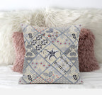 HomeRoots Dark Green Peach 16â€ Cream Gray Patch Suede Zippered Throw Pillow