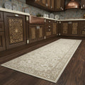 8 Brown And Ivory Floral Medallion Washable Area Rug