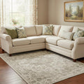 9 X 12 Brown And Beige Floral Medallion Washable Area Rug