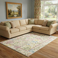 8 X 10 Ivory Pink And Green Floral Washable Area Rug