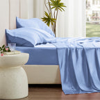 Love'S Cabin Satin Queen Sheets Set - 4 Piece Sky Blue Silky Satin Bed Sheets Queen Set With Deep Pocket, Luxury Silk Feel Satin Queen Size Sheet Set (1 Flat Sheet,1 Fitted Sheet,2 Pillow Cases)