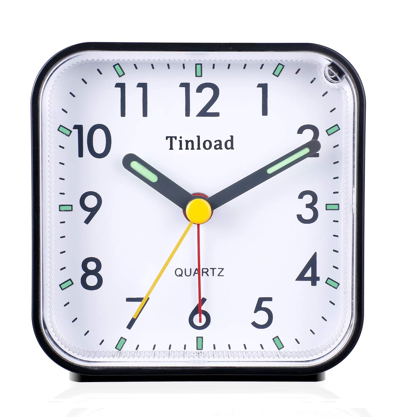 Tinload Small Battery Operated Analog Alarm Clock Silent Non Ticking, Ascending Beep Sounds, Snooze,Light Functions, Easy Set(Bl