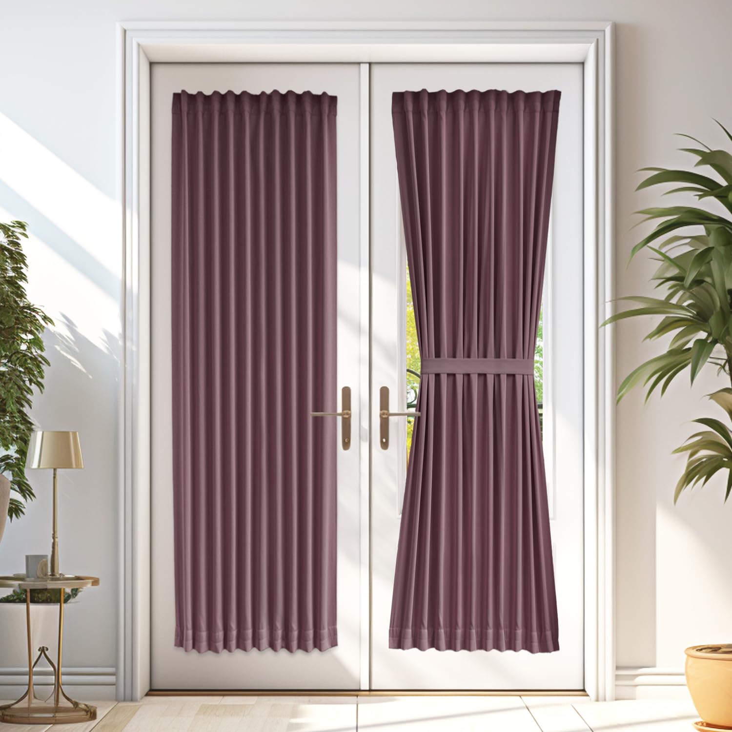 Vatge Privacy Blackout French Door Curtains - Front Door Curtains for Glass Door Window, 1 Panel, W36 x L72, Nostalgia Rose