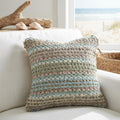 18 Inch Green And Blue Beach Striped Cotton Blend Throw Pillow Cover