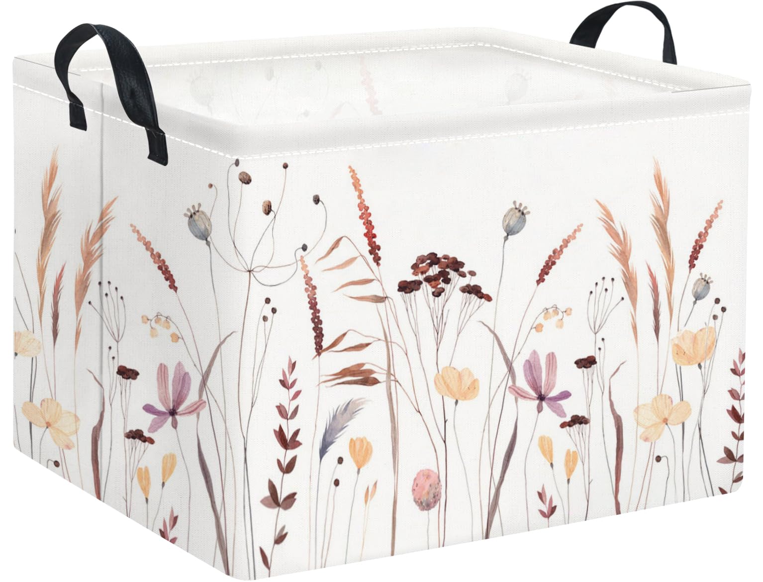 HIYAGON Rectangular Baby Girl Basket Kids Baby Storage Basket Toy Storage Bin Organizer Box Room Decor(Autumn Flowers)