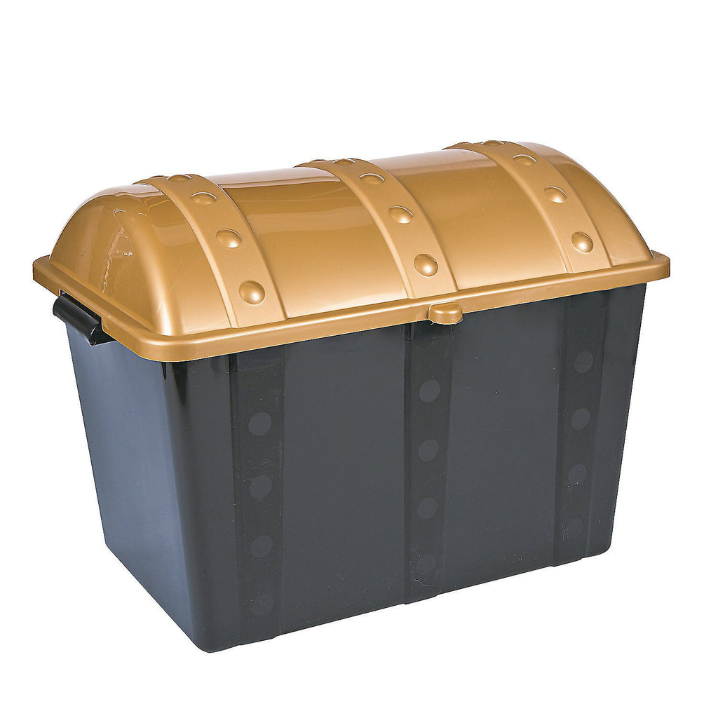 Fun Express Large Plastic Toy Treasure Chest - Doctor'S And Dentist Office Toy Incentives, Teacher'S And Classroom Treasure Box Toy Storage - 1 Box, Black And Gold, 19' X 11 1/2' X 11'