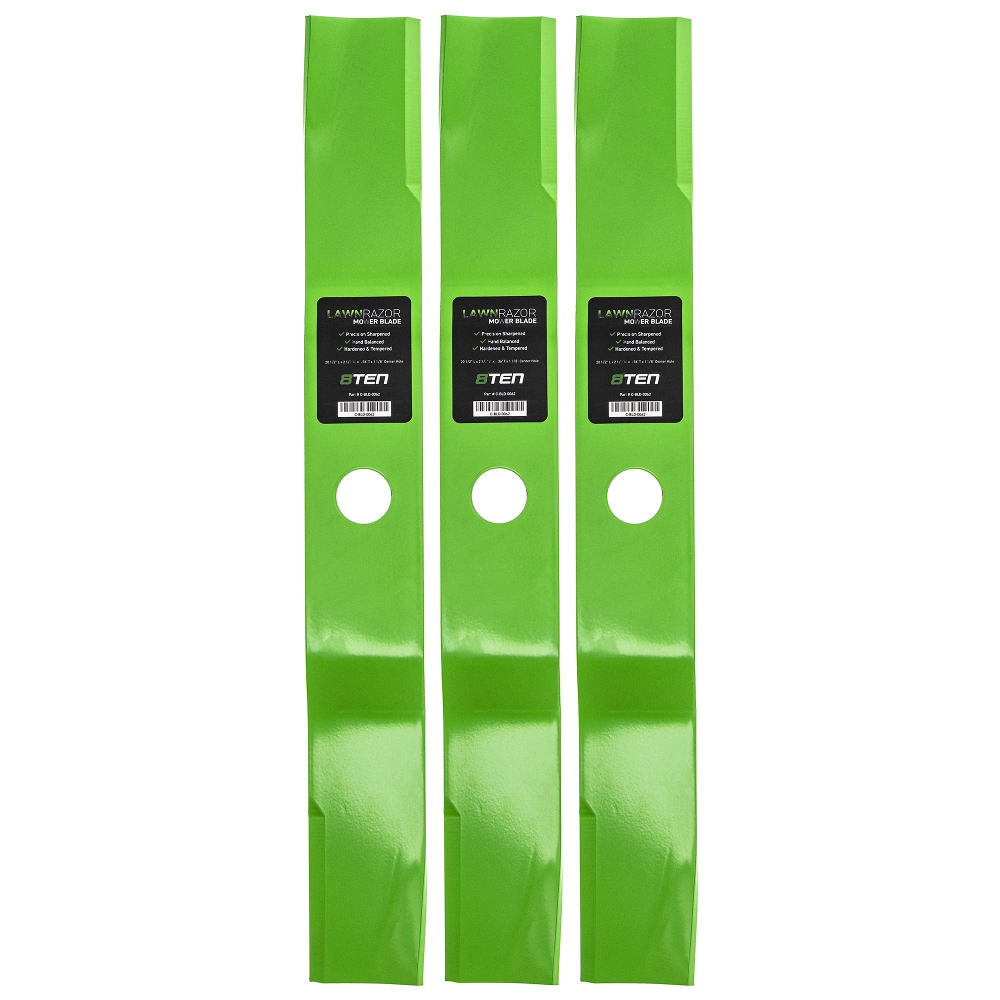 8Ten Lawnrazor Blade Set For Kubota B1550 B1750 F2560E 60 Inch Deck 70000-25001 76539-34330 K5651-34340 (High-Lift)