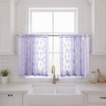 Light Purple Sheer Curtains 45 Inch Length, 2 Panels, W42 x L45 Inch Each, Country Rustic Floral Vintage Lace Curtains for Close