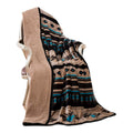 Nu Trendz Signature Southwest Design Sherpa Lined Throw Blanket 50'X 60' (Tan)