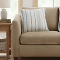 20 Inch White And Blue Beach Striped Cotton Throw Pillow Cover