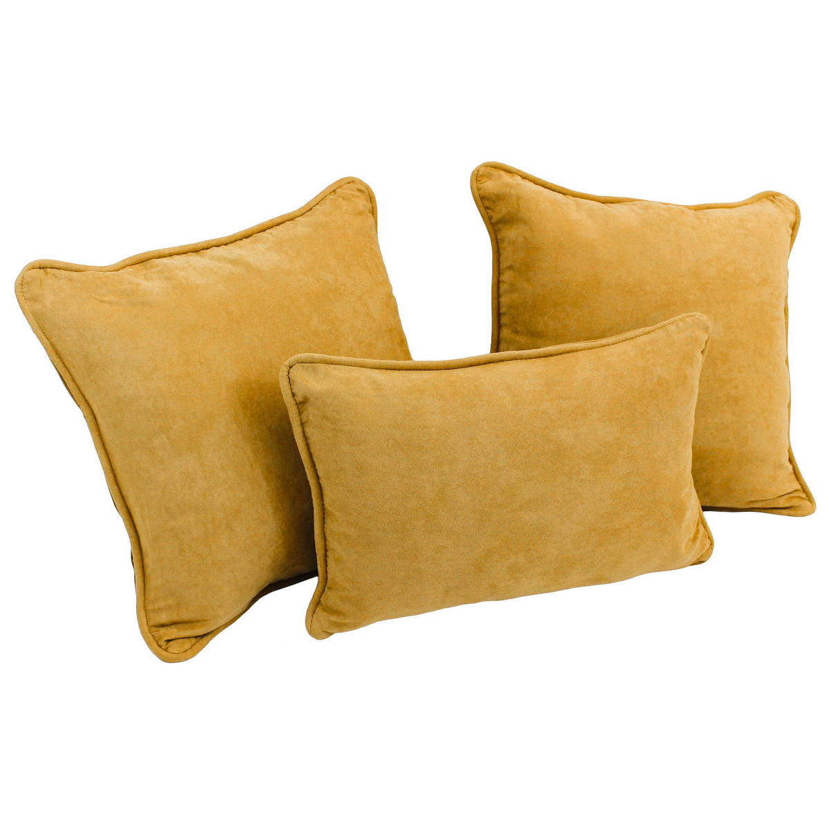 Blazing Needles Corded Microsuede Throw Pillow Set, Lemon 3 Count