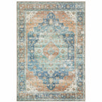 HomeRoots 509524 9 x 12 ft. Blue Oriental Power Loom Stain Resistant Rectangle Area Rug
