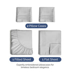 King Size 4 Piece Sheet Set - Extra Soft, Breathable & Cooling Sheets - Hotel Luxury Durable Bed Sheets For Women & Men - Deep Pockets, Easy-Fit & Wrinkle-Free Sheets - Soft Grey Oeko-Tex Bed Sheets